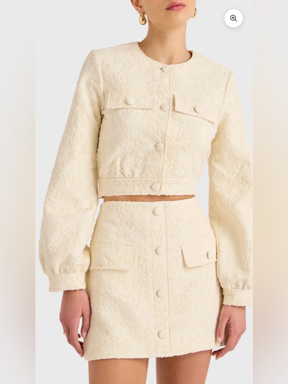 Amanda Uprichard NWT Bello Textured Cropped Jacket/ Skirt Set. Size S/Skirt M